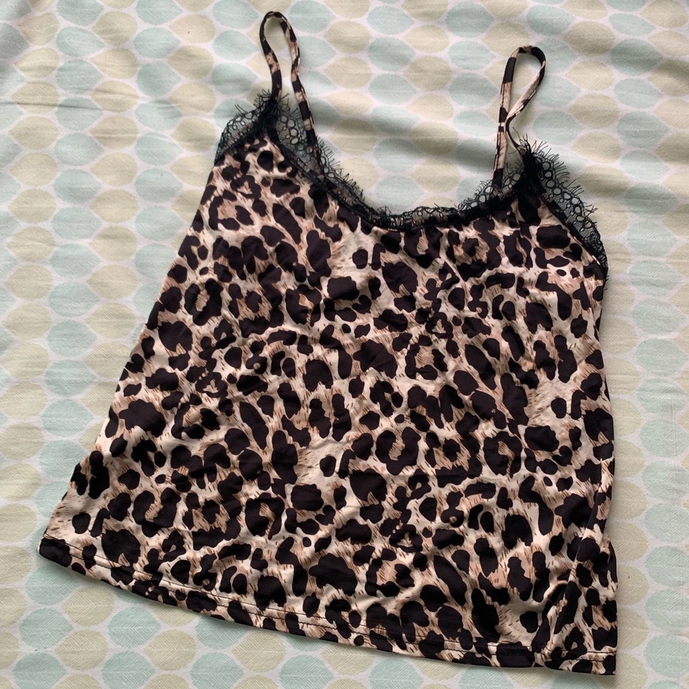 Leopard Print Top and Pant Pajama Set size Medium